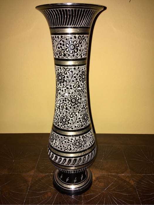 Vintage brass engraved vase