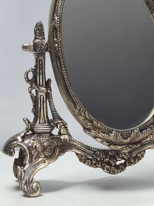 antique white brass tilting mirror
