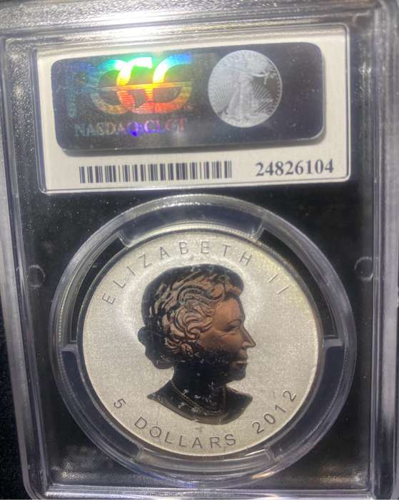 2012 Silver Maple Leaf 5 Dollars Fine Silver Kne Oz