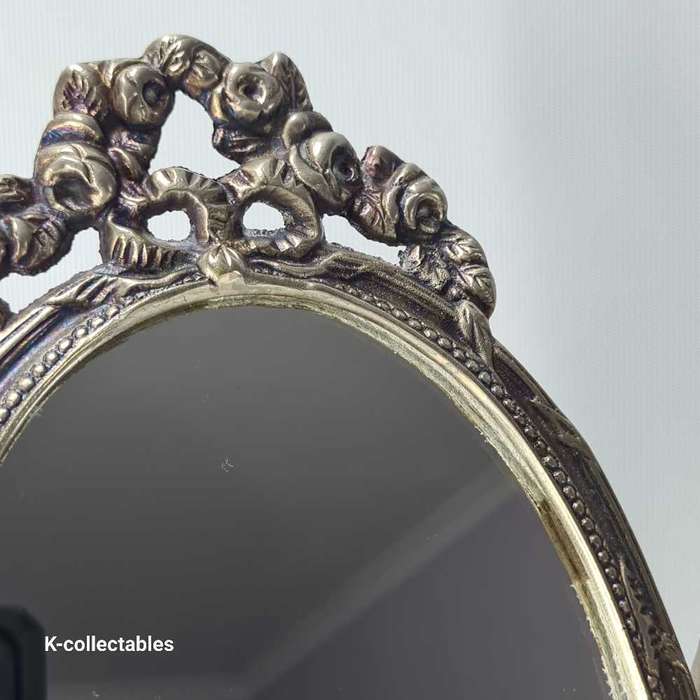 antique white brass tilting mirror