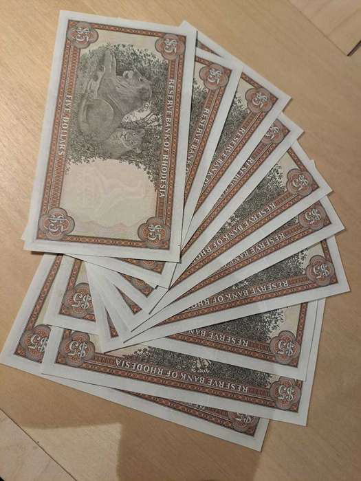 Wow! 10 x Rhodesian $5 notes in series