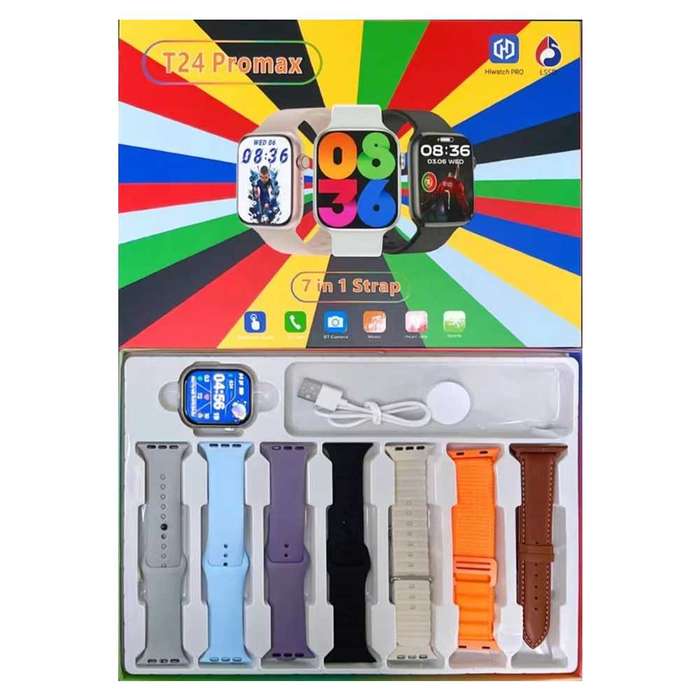 T24 Pro Max Smart watch with 7pcs Strap