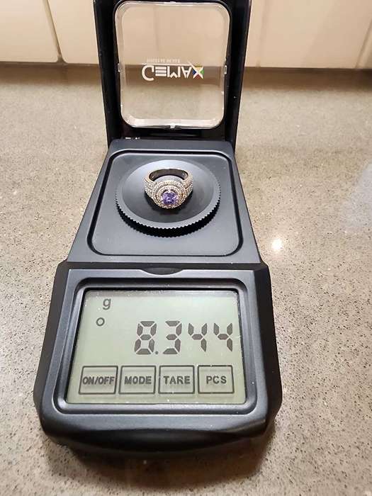 18K White Gold, Diamond & Tanzanite Ring, 8.3 Grams, Ring Size M, Refurbished, 58 Diamonds