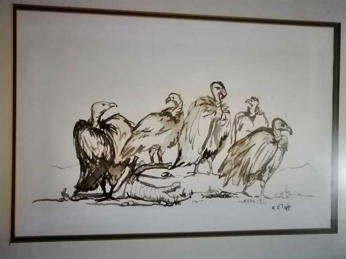 NICELY FRAMED WATERCOLOR ON PAPER BY ZAKKIE ELOFF.