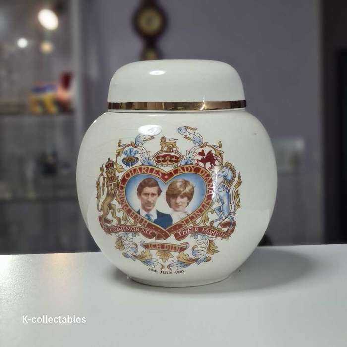 Sadler Tea Caddy Charles And Diana Royal Wedding Ceramic 1981 Tea Canister