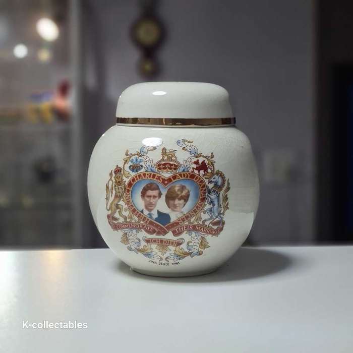 Sadler Tea Caddy Charles And Diana Royal Wedding Ceramic 1981 Tea Canister