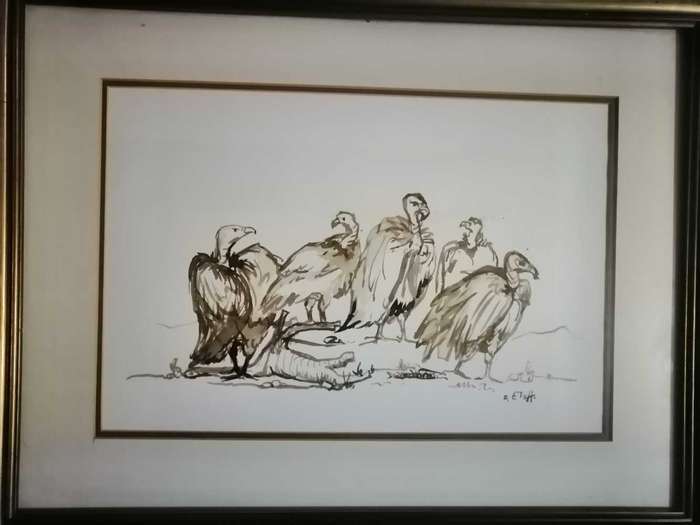 NICELY FRAMED WATERCOLOR ON PAPER BY ZAKKIE ELOFF.