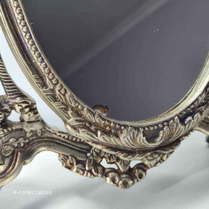antique white brass tilting mirror