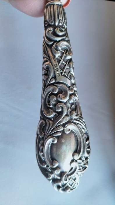 Silver Handle Button Hook & Silver Clothes Brush
