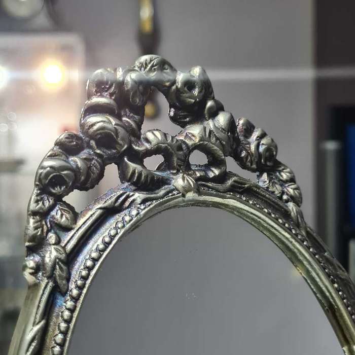 antique white brass tilting mirror