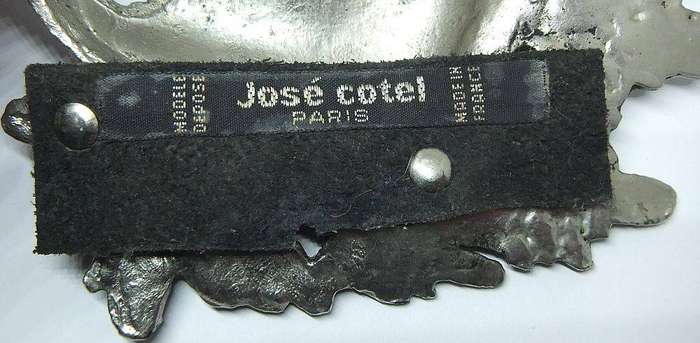 A huge vintage 1980 brutalist mask belt buckle by French designer Jose Cotel - Paris