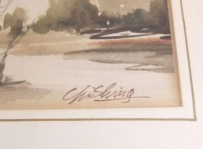 An original signed watercolour painting by Chinese mid 20th century artist Chi Shing