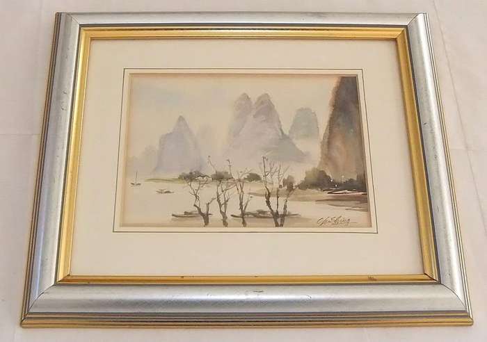 An original signed watercolour painting by Chinese mid 20th century artist Chi Shing