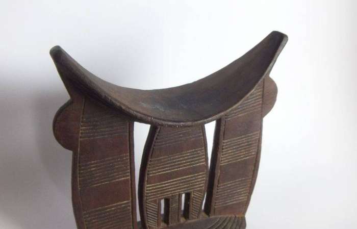 A very rare antique Ethiopian tribal Oromo carved wood headrest
