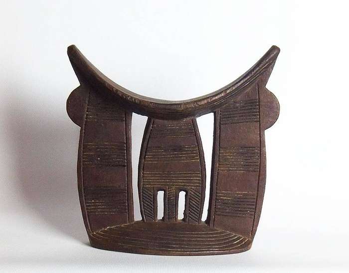 A very rare antique Ethiopian tribal Oromo carved wood headrest