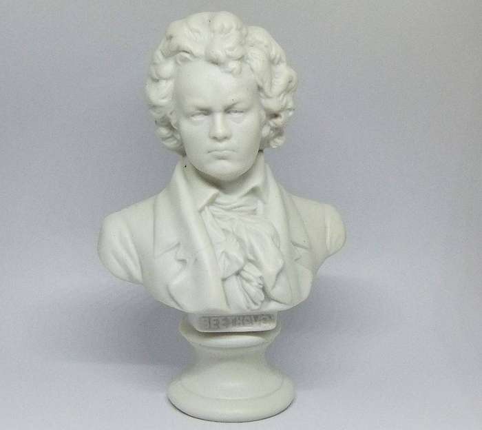 A rare numbered antique German bisque porcelain bust of Beethoven