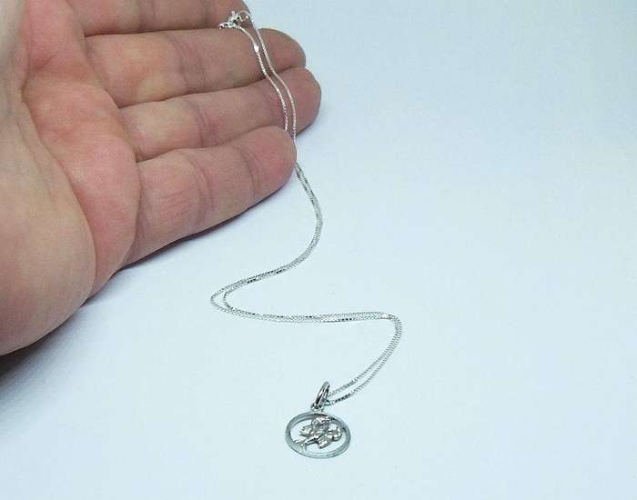 A vintage German 800 silver Cancer Zodiac sign pendant plus a sterling silver necklace
