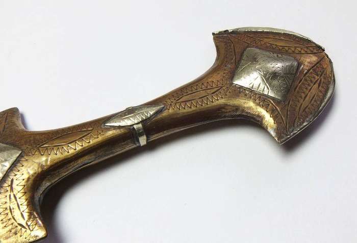 A large vintage Turkish dagger with detailed sheath in display condition