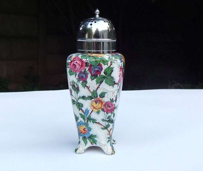 A vintage mid century Chintz pattern sugar shaker sifter by Midwinter England