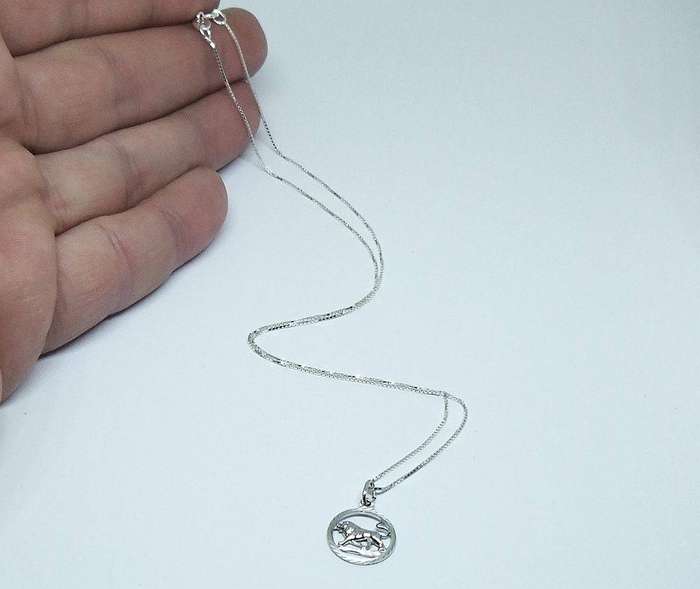 A vintage German 835 silver Leo lion Zodiac sign pendant with a sterling silver necklace