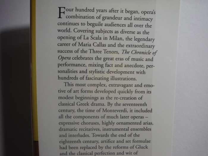 The Chronicle of Opera : A Compendious History of the Opera - Hardcover - Michael Raeburn