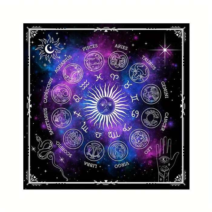 Tarot Reading Cloth/Altar Cloth : Astrological - Polyester - 49cm x 49cm