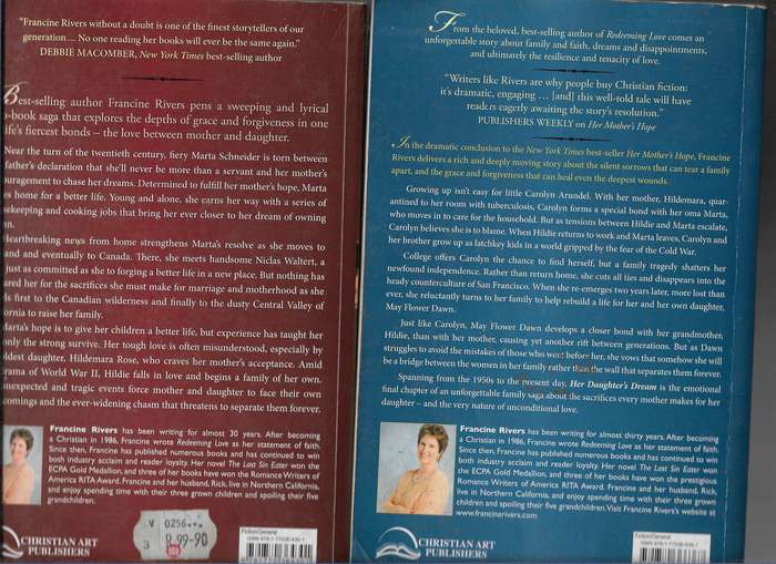 HER DAUGHTERS DREAM & HER MOTHERS HOPE- FRANCINE RIVERS (TWO BOOKS)