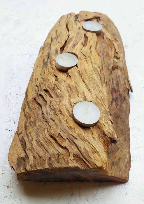 Unique solid wood slice candle holder