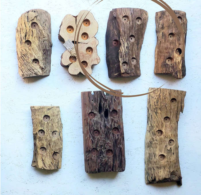 Solid wood slice candle holder