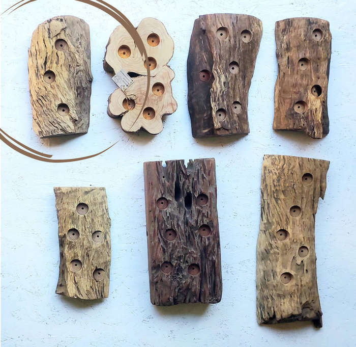 Unique solid wood slice candle holder