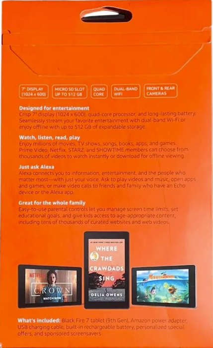 Amazon Fire 7 with Alexa 16GB Black 7" 9th Gen ( Used, very good condition with protective cover)