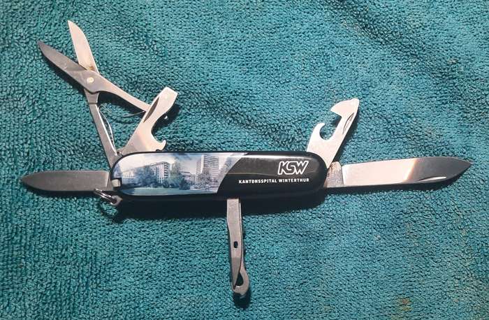 Swiss Army Knife .Victorinox- Climber with logo on one scale KSW Kantonsspital Winterthur