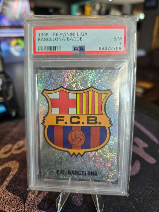 1995 - 1996 Panini Liga Barcelona Badge PSA NM 7 (POP 1) NONE HIGHER