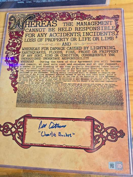 Signed Poster Charlie & The Chocolate Factory Contract Signed by Charlie (Peter Ostrum) 28cm x 44cm
