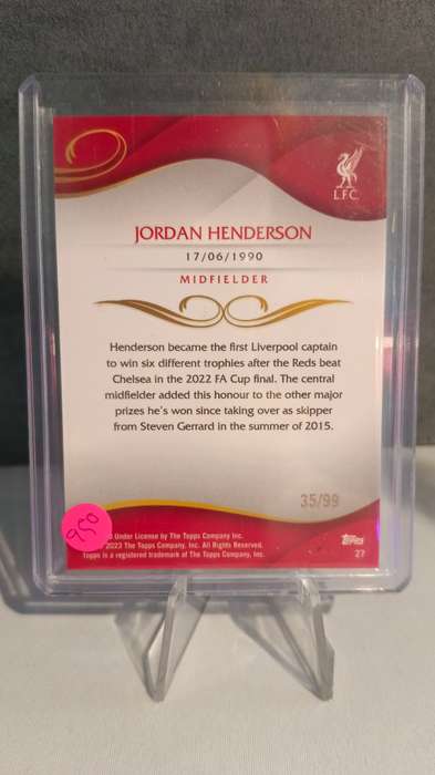 2023-2024 Topps Liverpool Lineage Jordan Henderson Teal #27 35/99
