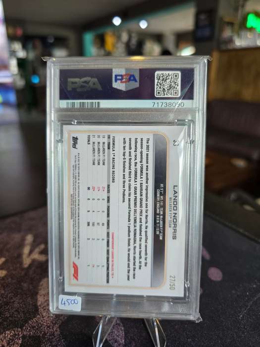 2022 Topps Chrome F1 Lando Norris Gold Checker Flag PSA Gem MT 10