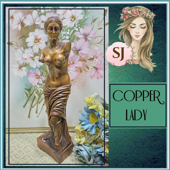 Copper-Plated Greek Lady Figurine  35 cm | Boutique Décor