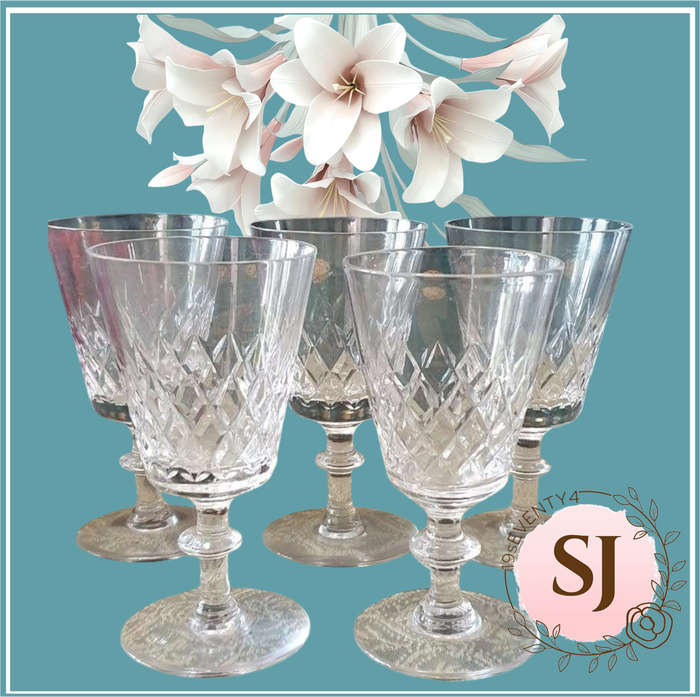 5 CRYSTAL SHERRY GLASSES