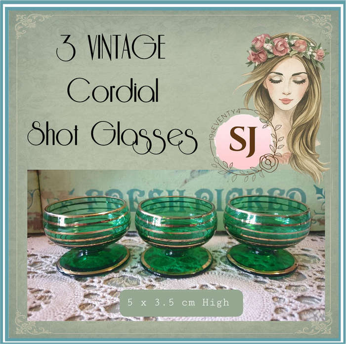 3 VINTAGE Cordial, Shot Glasses