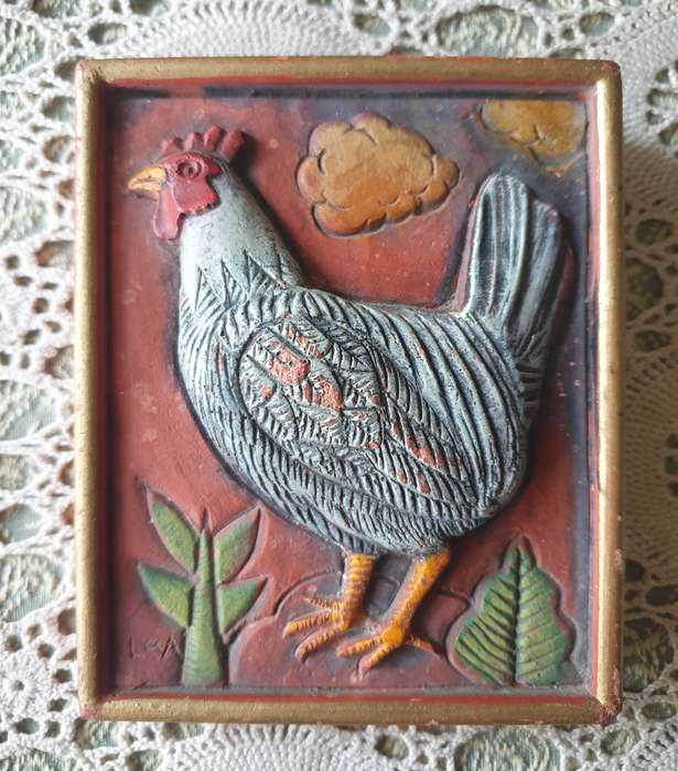EMBOSSED CHICKEN TERRA COTTA WALL ART