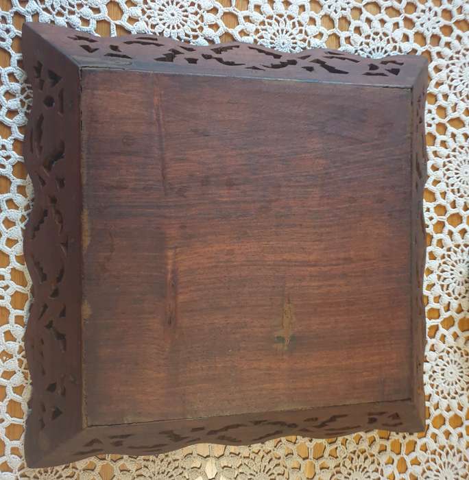 ORIGINAL VINTAGE 1970'S/80'S HAND CARVED FRUIT BOWL REAL WOOD WITH FLOWER INLAY
