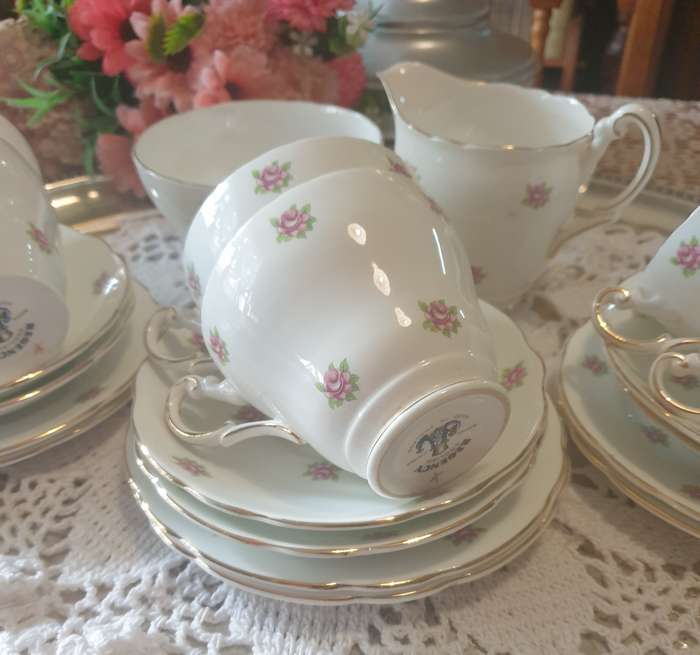 Vintage Regency Bone China Tea set with 6 Trio`s - Made in England