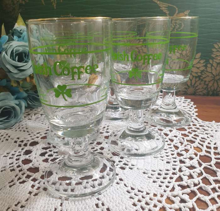 6 VINTAGE IRISH COFFEE GLASSES