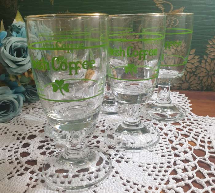 6 VINTAGE IRISH COFFEE GLASSES