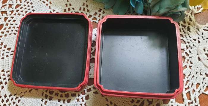 The Peninsula Hotel Hong Kong Carved Faux Cinnabar Asian Red Soap/Trinket Box