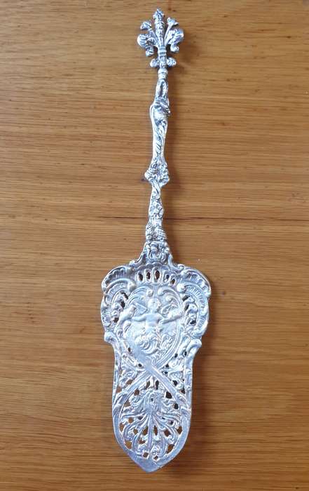 Vintage Italian Ornate Silver Plated Cake Serving Knife, Italian Silver Wedding Cake Knife