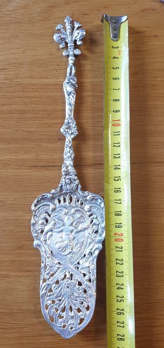 Vintage Italian Ornate Silver Plated Cake Serving Knife, Italian Silver Wedding Cake Knife