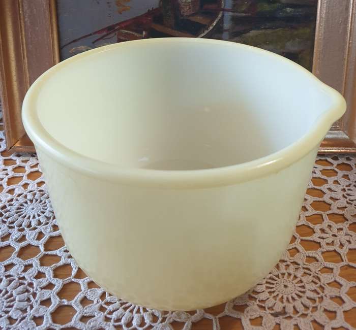Vintage Glasbake Milk Glass Yellow Mixing Bowl For Sunbeam Mixer