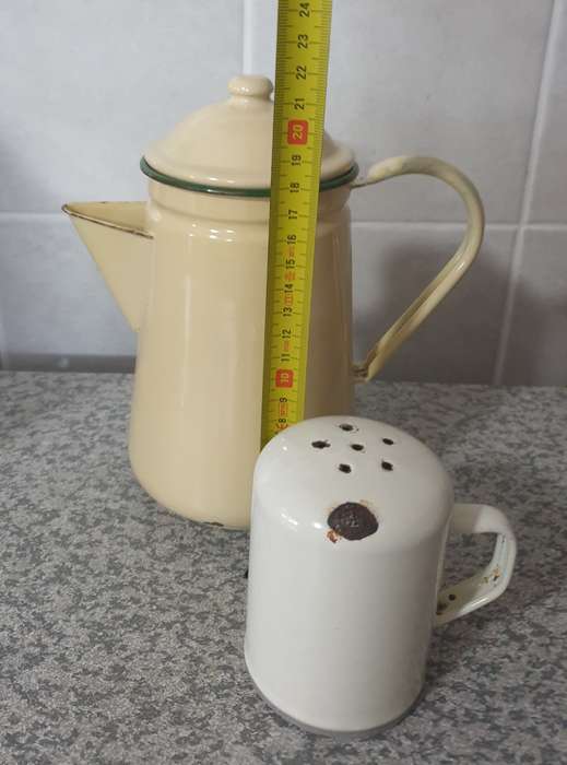 Enamel Coffee Pot and Shaker