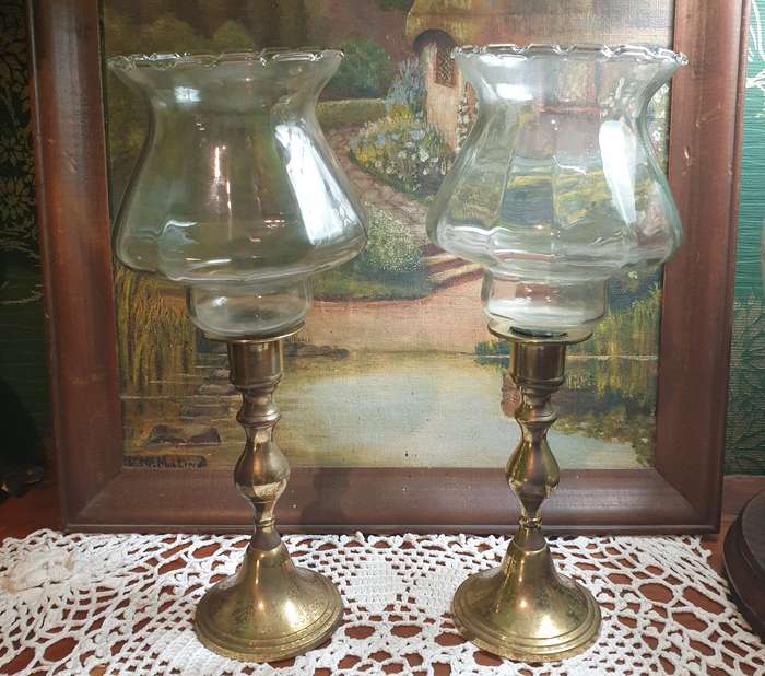 Set of Brass Candle Holders | made in India | 10 x 25 cm High each |